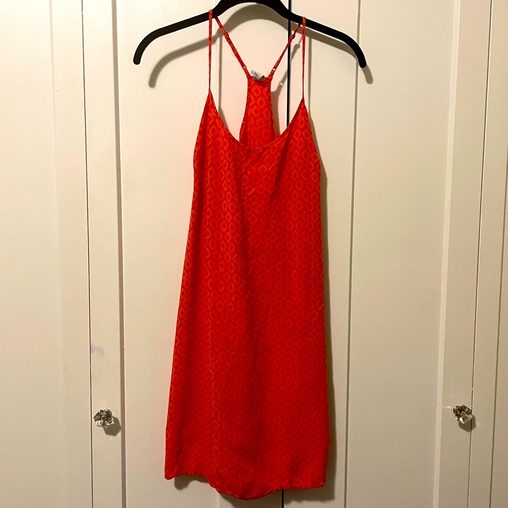 Orange geo print spaghetti strap mini dress - size M - Picture 1 of 4